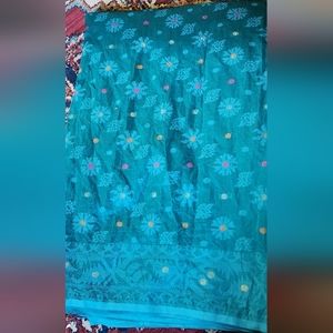 Half-silk jamdani saree/ tant jamdani saree